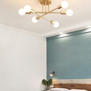 Gold 6-Light Sputnik Chandelier With LED Bulbs Included