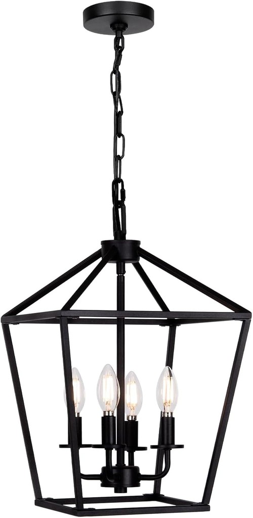 4 Light Black Lantern Chandelier With Adjustable Height - Image 7