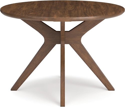 Traditional Round Dining Table Seats 4 Brown Finish - Image 3