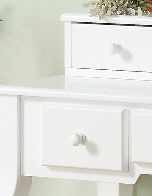 Ashley Wood Vanity Table And Stool Set With Beige Upholstery And Five - Image 3