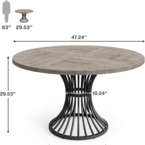 Round Dining Table 47 Inch Grey For Kitchen And Living Room