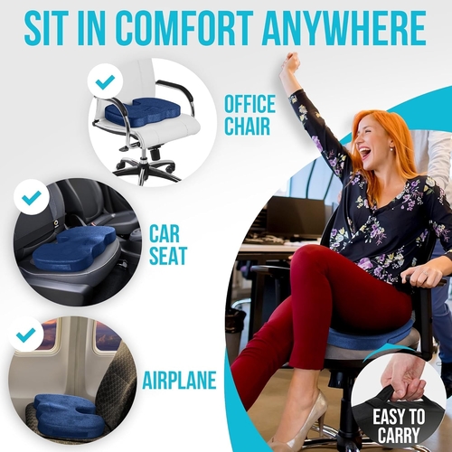 XL Memory Foam Office Chair Cushion With Lumbar Support - Image 5
