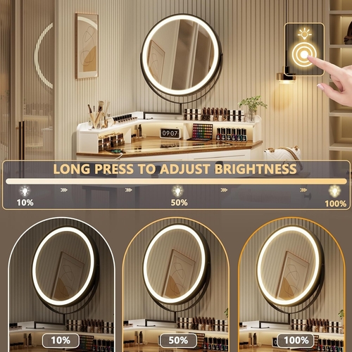 White Corner Vanity Mirror With Built In Charging Station - Image 3