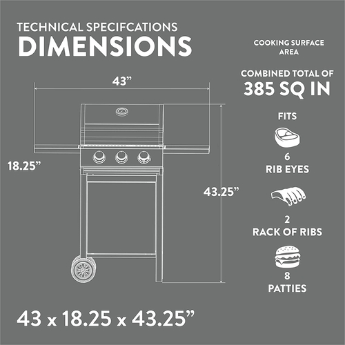3 Burner Stainless Steel Propane Gas Grill With Cabinet - Image 5