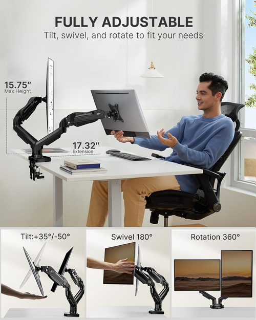 Dual Monitor Stand With 13 To 32 Inch VESA Desk Mount - Image 3
