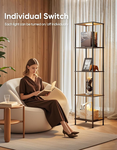Display Shelf Floor Lamp With RGBW Light And Black Finish - Image 5