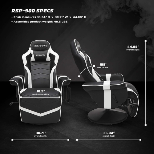 White Gaming Recliner Cupholder And Adjustable Footrest - Image 7