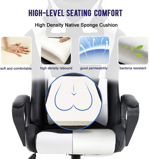 Ergonomic Gaming Chair White With Lumbar Support High Back - Image 4